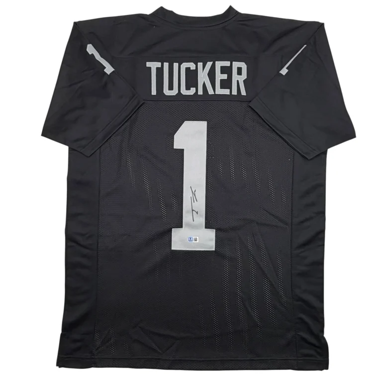 Autographed/Signed Tre Tucker Oakland Las Vegas Black Jersey Beckett BAS COA