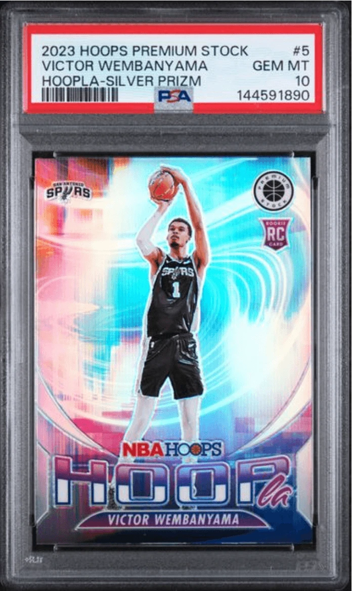 Graded 2023 Hoops Premium Stock Victor Wembanyama #5 Silver Rookie Card PSA 10