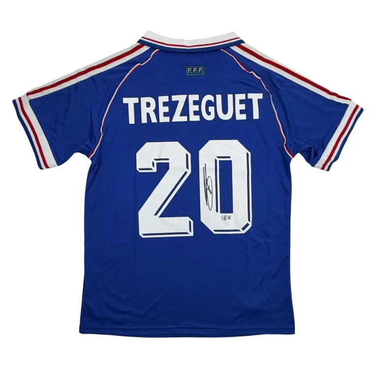 Autographed/Signed David Trezeguet France Blue Soccer Futbol Jersey Beckett COA