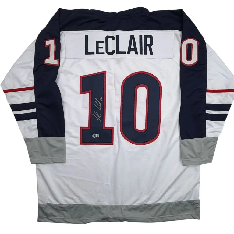 Autographed/Signed John LeClair United States USA White Jersey Beckett COA