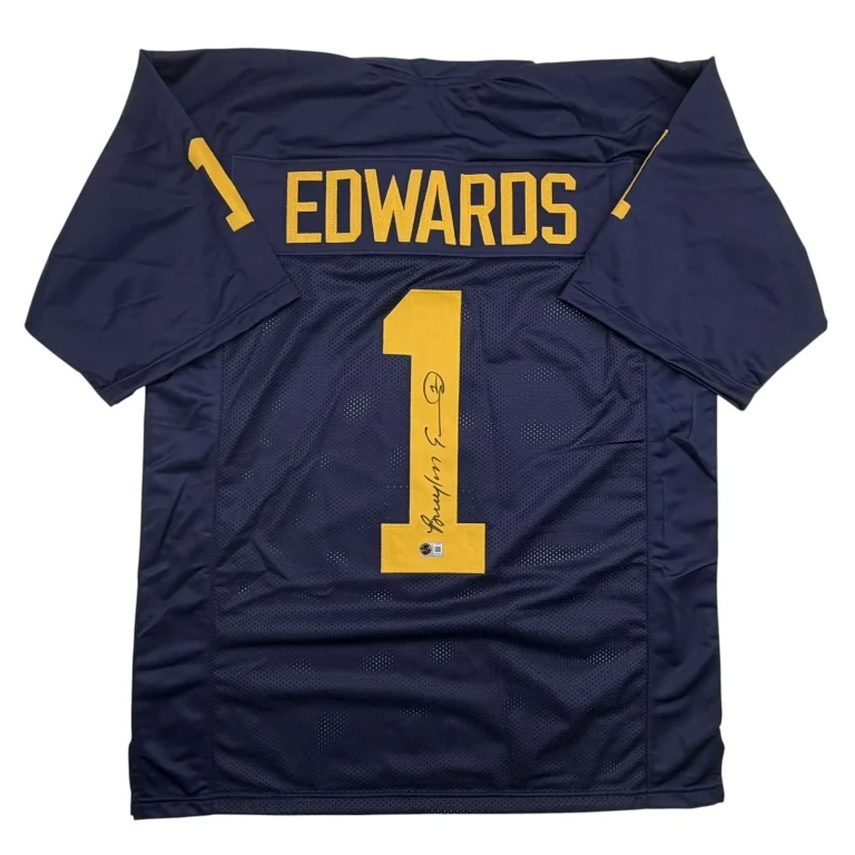 Autographed/Signed Braylon Edwards Michigan Blue College Jersey Beckett COA