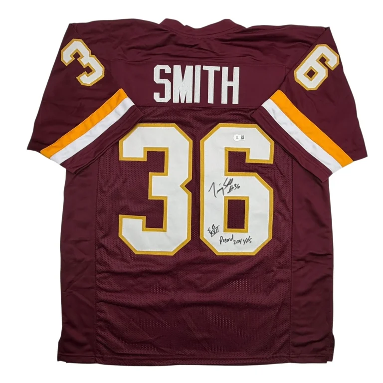 Autographed/Signed Timmy Smith Washington Maroon Jersey Beckett BAS COA