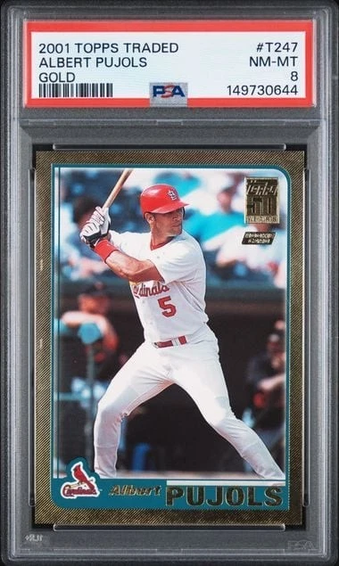 Graded 2001 Topps Traded Albert Pujols #T247 Gold Foil /2001 RC PSA 8 NM-MT