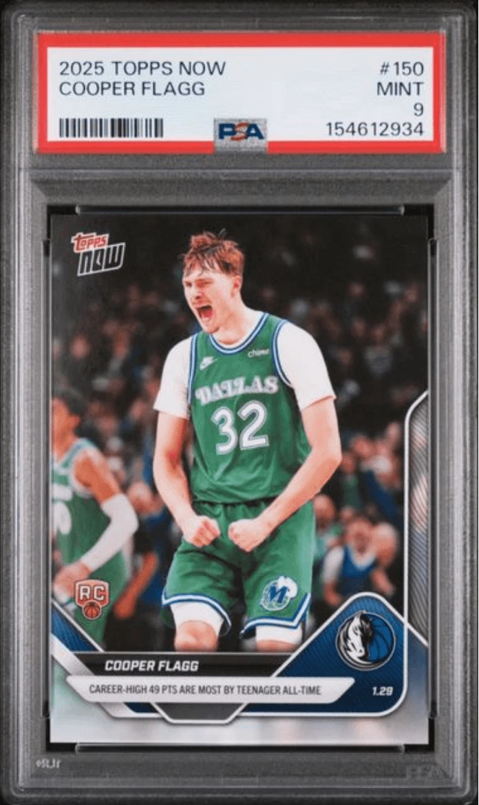 Graded 2025 Topps Now Cooper Flagg #150 Rookie RC Basketball Card PSA 9