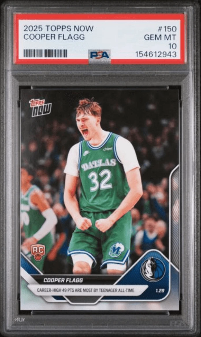 Graded 2025 Topps Now Cooper Flagg #150 Rookie RC Basketball Card PSA 10