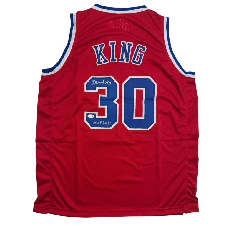 Autographed/Signed Bernard King Washington Red Basketball Jersey JSA COA