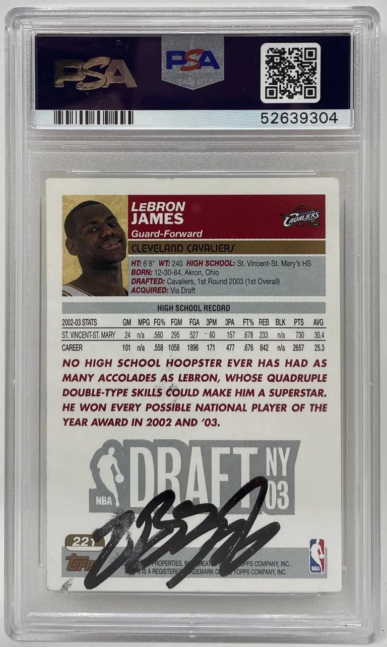 LeBron James Autographed Signed 2003 Topps Rookie Card #221 Auto PSA/DNA