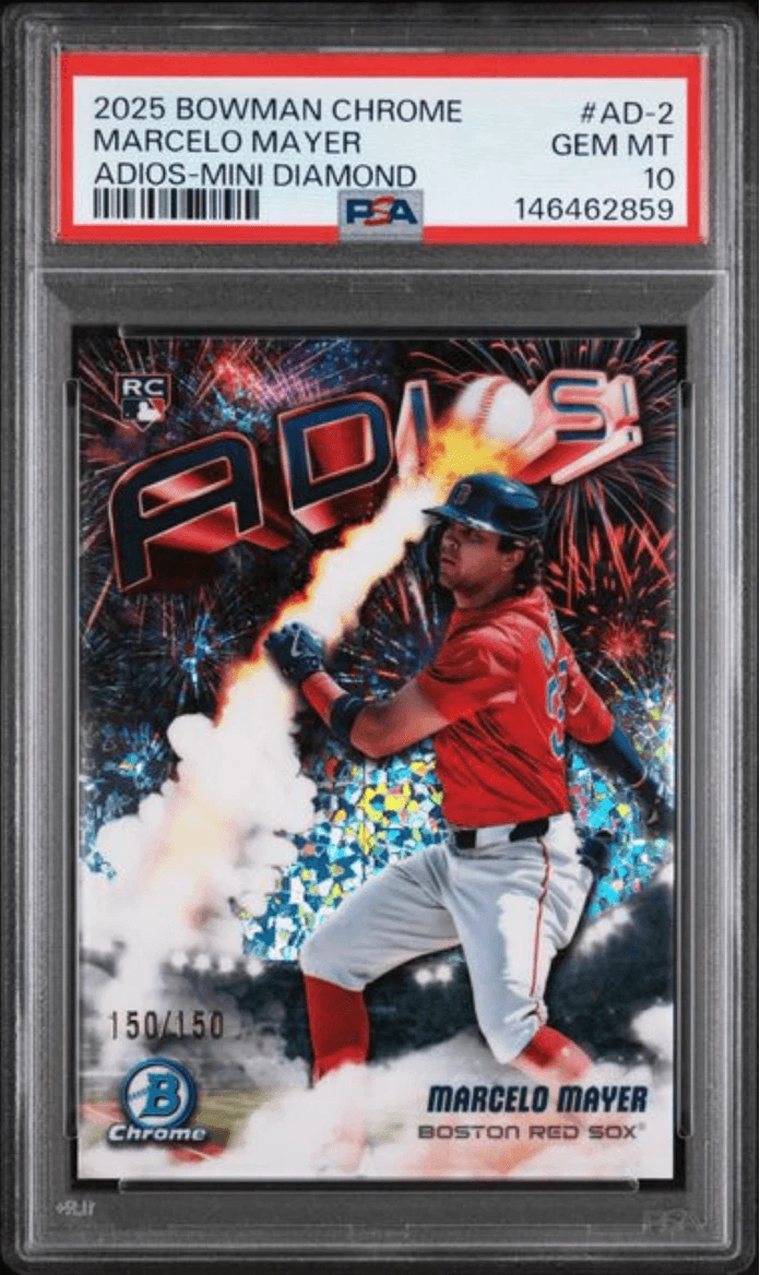 Graded 2025 Bowman Chrome Marcelo Mayer #AD2 Mini DMD /150 RC Card PSA 10