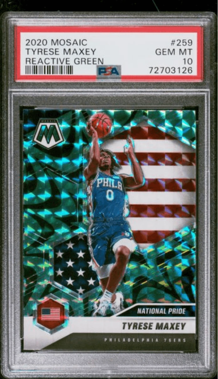 Graded 2020 Mosaic Tyrese Maxey #259 Reactive Green Rookie RC Card PSA 10