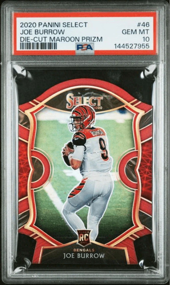 Graded 2020 Panini Select Joe Burrow #46 Maroon Rookie Football Card PSA 10