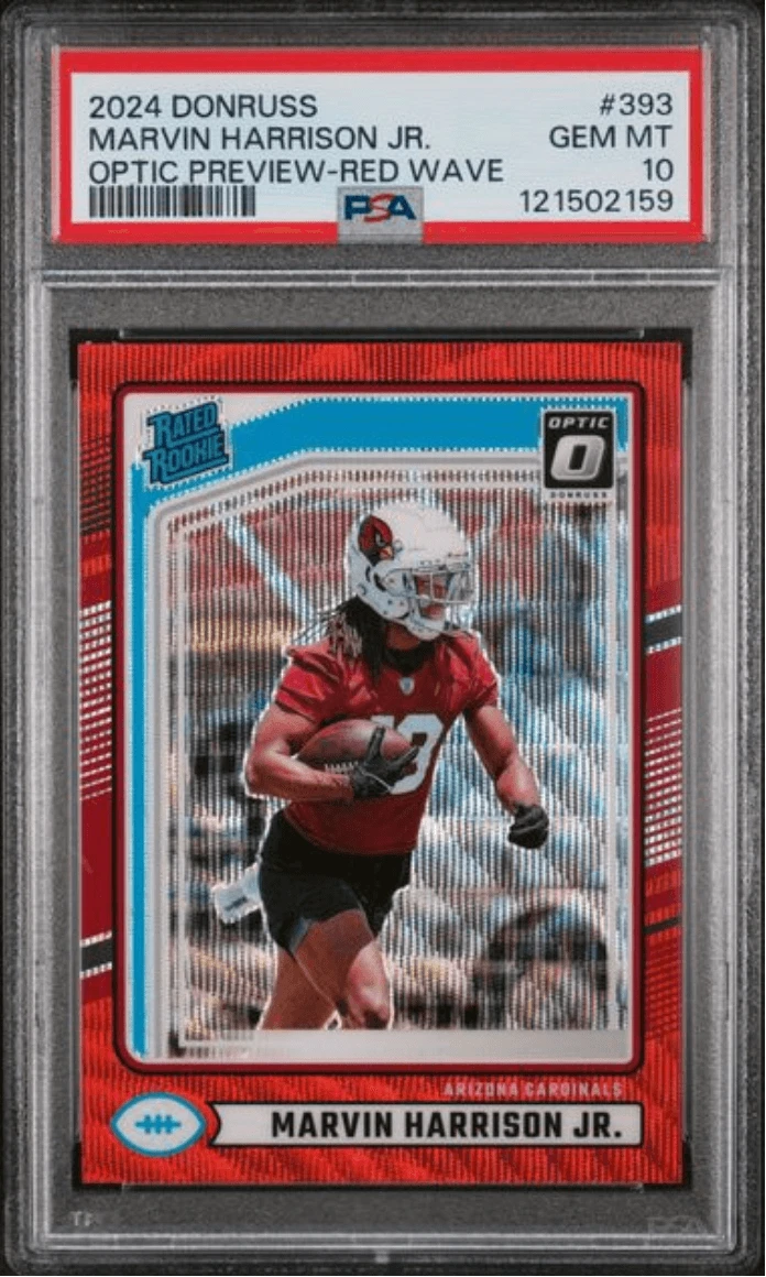 Graded 2024 Donrus Marvin Harrison Jr #393 Red Wave RC Football Card PSA 10