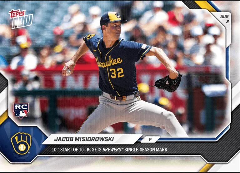 2026 Topps Now Jacob Misiorowski #513 Milwaukee Brewers RC Baseball Card