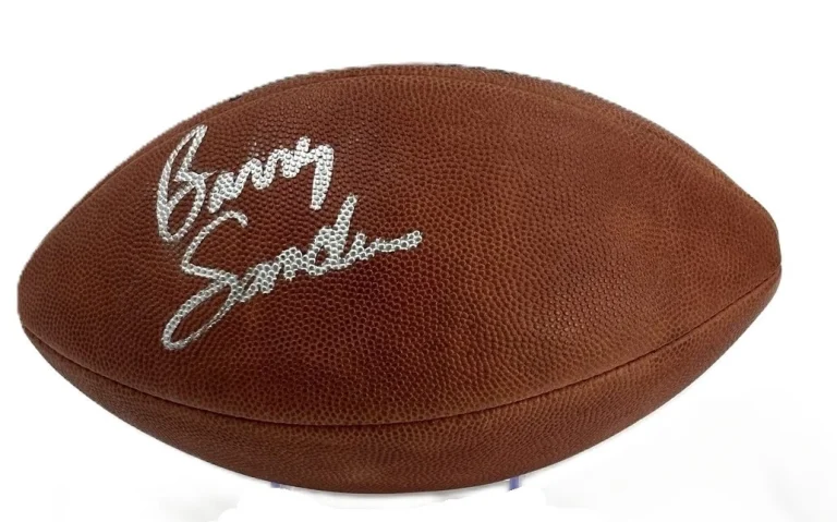 Barry Sanders Signed Leather NFL Football Lions HOF JSA