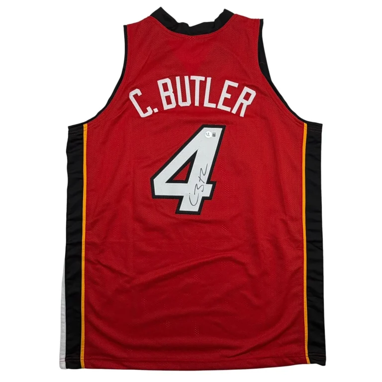Autographed/Signed Caron Butler Miami Red Basketball Jersey Beckett BAS COA