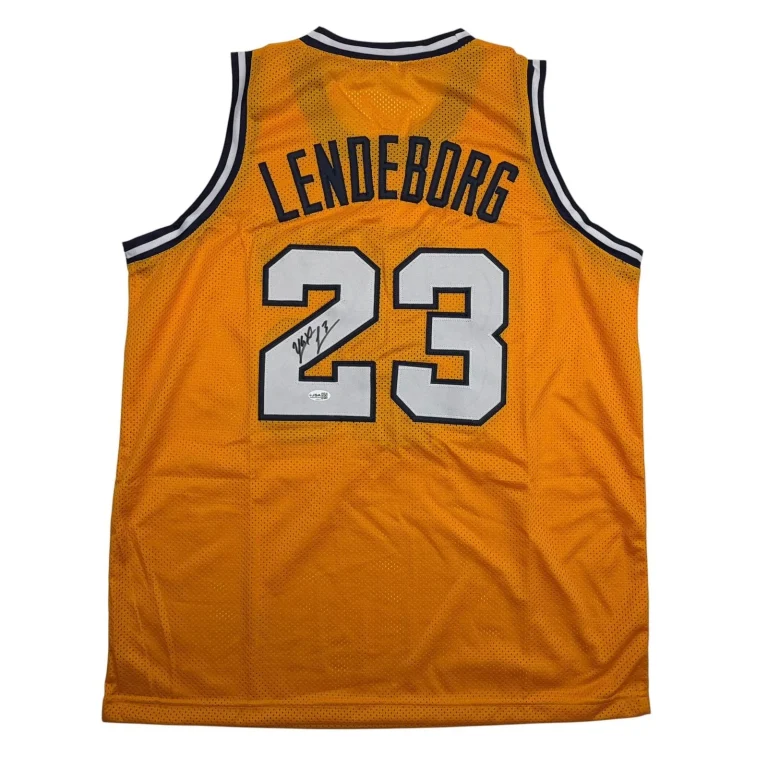Autographed/Signed Yaxel Lendeborg Michigan Yellow College Jersey JSA COA