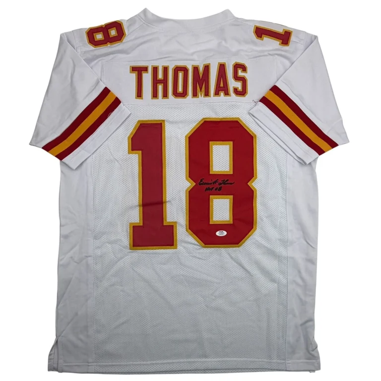 Autographed/Signed Emmitt Thomas Kansas City White Football Jersey PSA COA