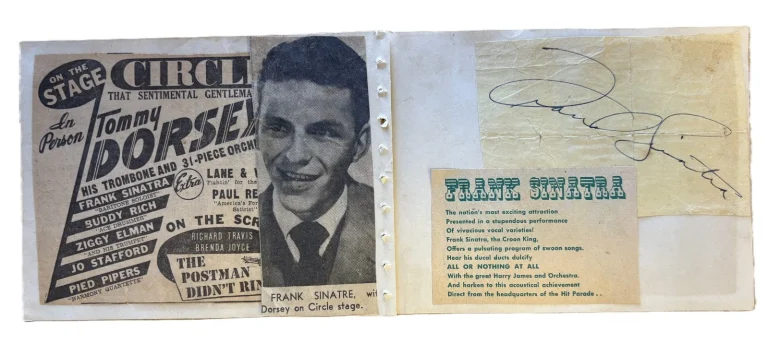 Frank Sinatra Signed Auto 1940-42 Circle Theatre Solo Album Page 3.75x5 GRAD