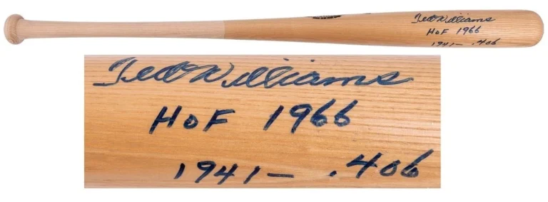 Ted Williams Signed Auto W215 LE Baseball Bat HOF 1966 1941 .406 Beckett BAS