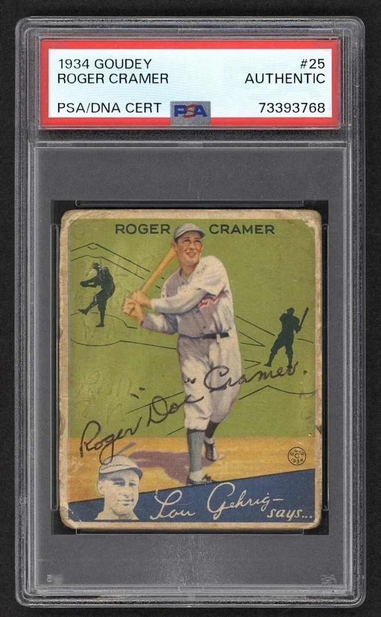 Roger Cramer Signed Auto 1934 Goudey 25 Baseball Card PSA DNA