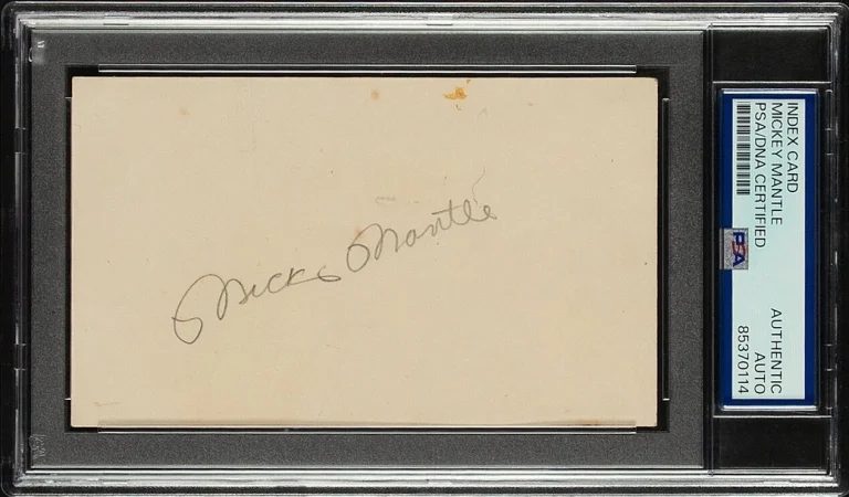 Mickey Mantle Signed Auto 1956 Triple Crown Era 3x5 Index Card PSA DNA Encapsula