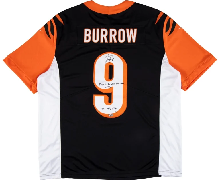 Joe Burrow Signed Auto Bengals Rookie Style Jersey 1st NFL Win 10/4/20 Fanatics