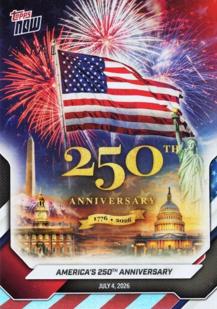 2026 Topps Now America #A250 Red White & Blue Foil /250 Memorabilia Card