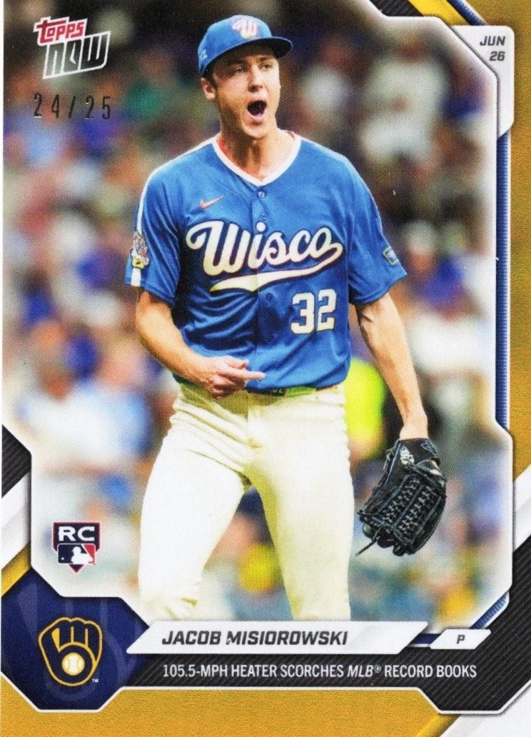 2026 Topps Now Jacob Misiorowski #383 Orange Foil /25 RC Baseball Card