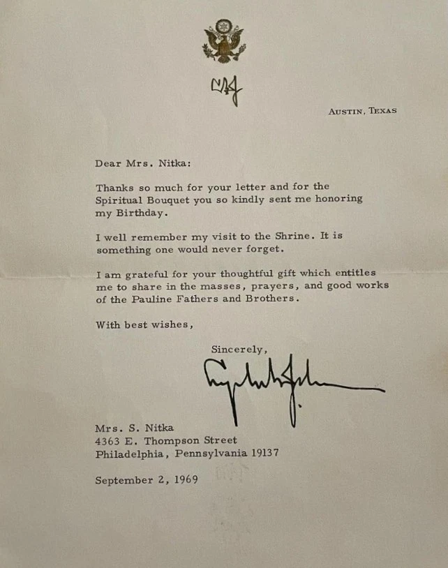 President Lyndon B Johnson Signed Auto 1969 Typed Letter Beckett BAS