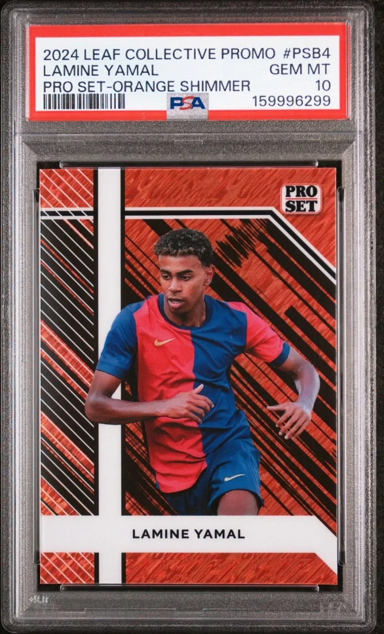 Graded 2024 Leaf Lamine Yamal #PSB4 Pro Set Orange Shimmer /299 Card PSA 10