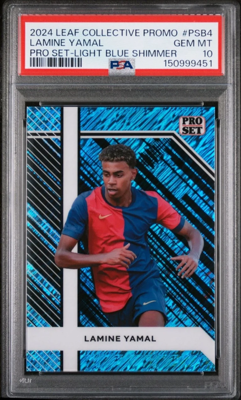 Graded 2024 Leaf Lamine Yamal #PSB4 Pro Set Light Blue Shimmer Card PSA 10