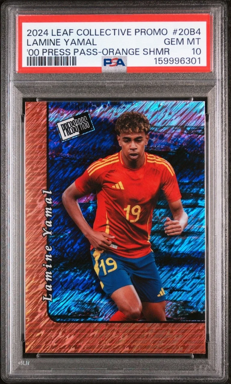 Graded 2024 Leaf Lamine Yamal #20B4 PP Orange Shimmer /299 Card PSA 10