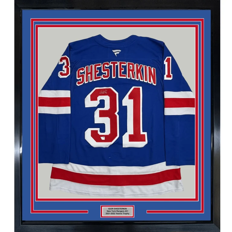 Framed Signed 35x39 Igor Shesterkin NY Rangers Blue Authentic Fanatics COA