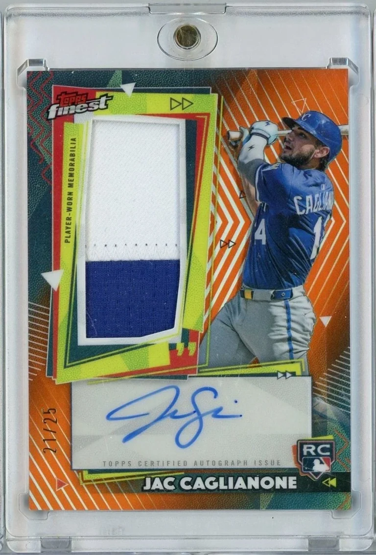 2026 Topps Finest Jac Caglianone #RPA-JC Rookie Autograph Relic Orange /25