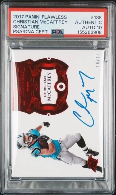 Graded 2017 Flawless Christian McCaffrey #138 Ruby Auto /20 RC PSA 10 Auto