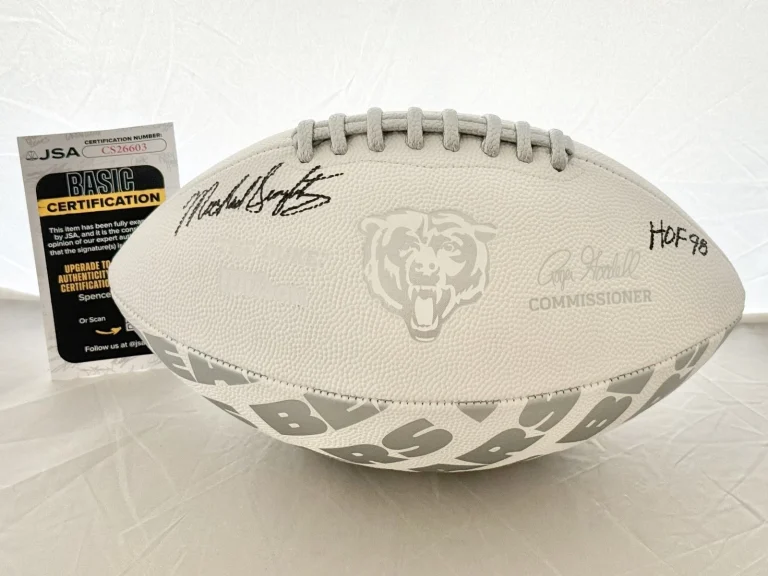Mike Singletary signed Chicago Bears Logo Football autographed + HOF Inscrip JSA