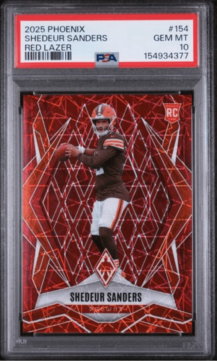 Graded 2025 Phoenix Shedeur Sanders #154 Red Lazer /199 Rookie Card PSA 10