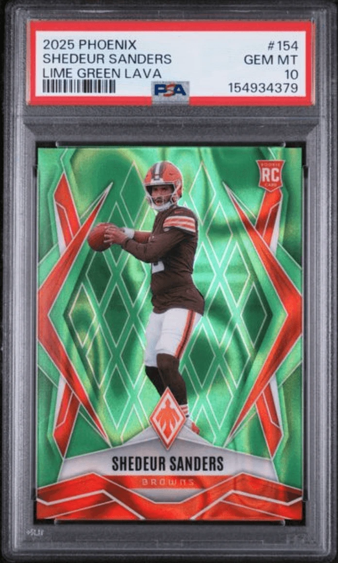 Graded 2025 Phoenix Shedeur Sanders #154 Lime Green Lava /225 RC PSA 10