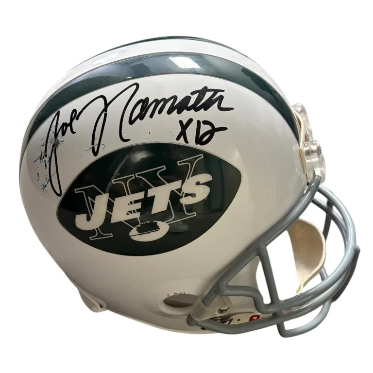 Joe Namath Signed Autograph Jets Full Size Rep Helmet Mounted Memories MM