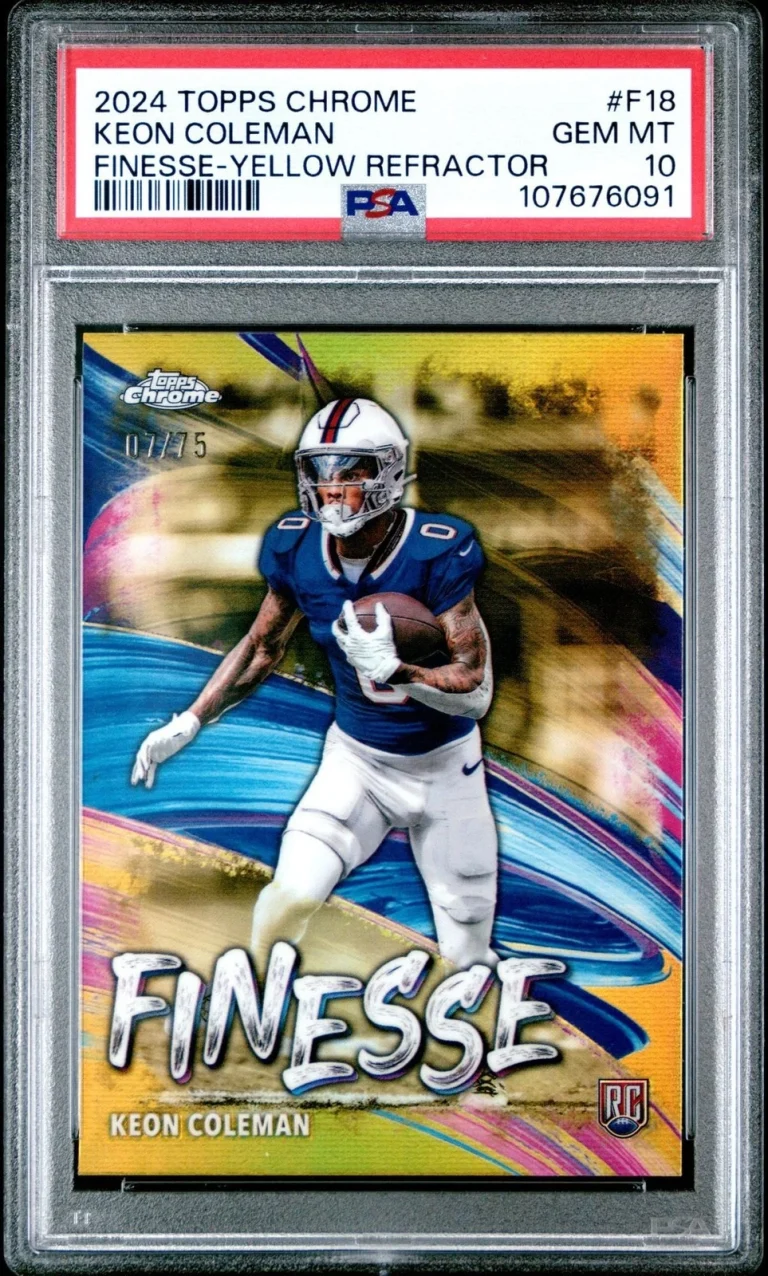 Graded 2024 Topps Chrome Keon Coleman #F18 Finesse /75 Rookie Card PSA 10