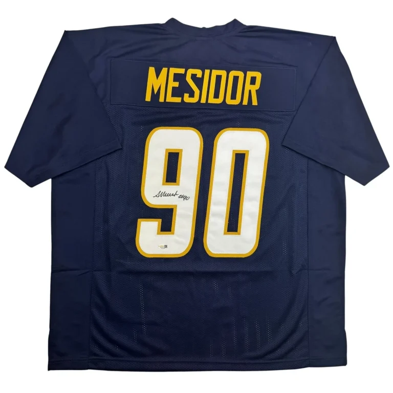 Autographed/Signed Akheem Mesidor Los Angeles Navy Blue Jersey JSA COA