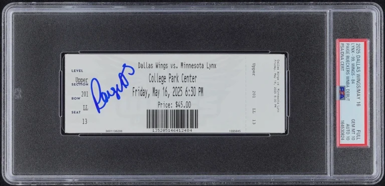 Paige Bueckers Signed WNBA DEBUT Ticket Stub 5/16/2025 PSA GEM MINT 10/AUTO 10