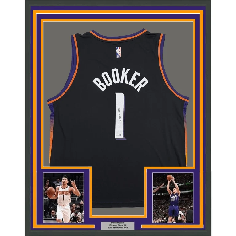 Framed Autographed Devin Booker Phoenix Suns Black Authentic Jersey JSA COA