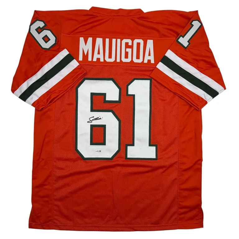 Autographed/Signed Francis Mauigoa Miami Orange College Jersey JSA COA