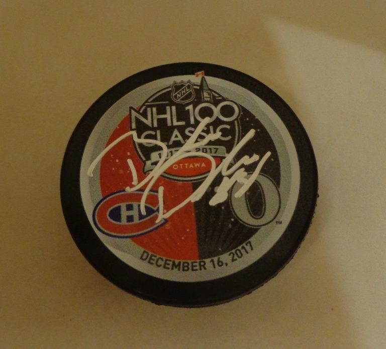 Brandon Davidson Montreal Canadiens signed 2017 NHL 100 Classic Dueling Puck