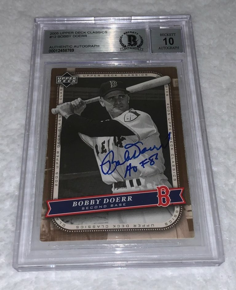 Bobby Doerr Red Sox signed 2005 Upper Deck Classics #12 Card Beckett BGS Auto 10