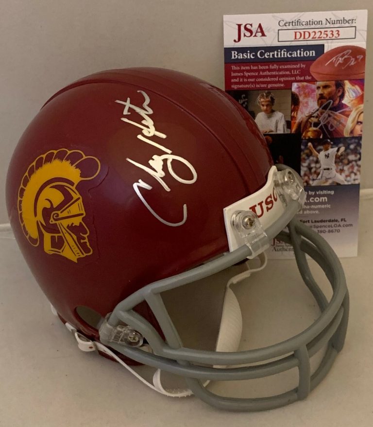 Clay Helton signed USC Trojans mini helmet autographed JSA