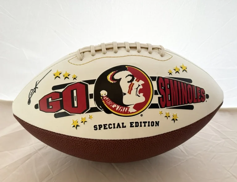 Dennis McKinnon signed Florida State Seminoles Logo Football Beckett Witnessed