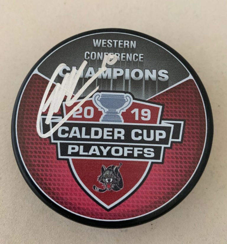 Curtis McKenzie signed Chicago Wolves 2019 Western Conference Champs Puck