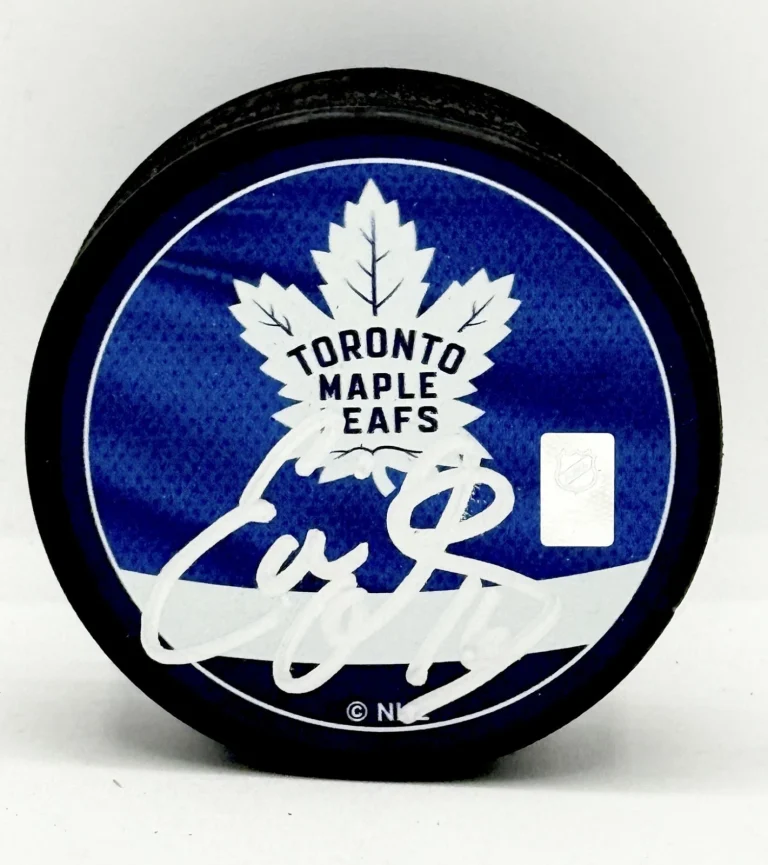 Eddie Olczyk signed Toronto Maple Leafs Reverse Retro Puck JSA Witnessed