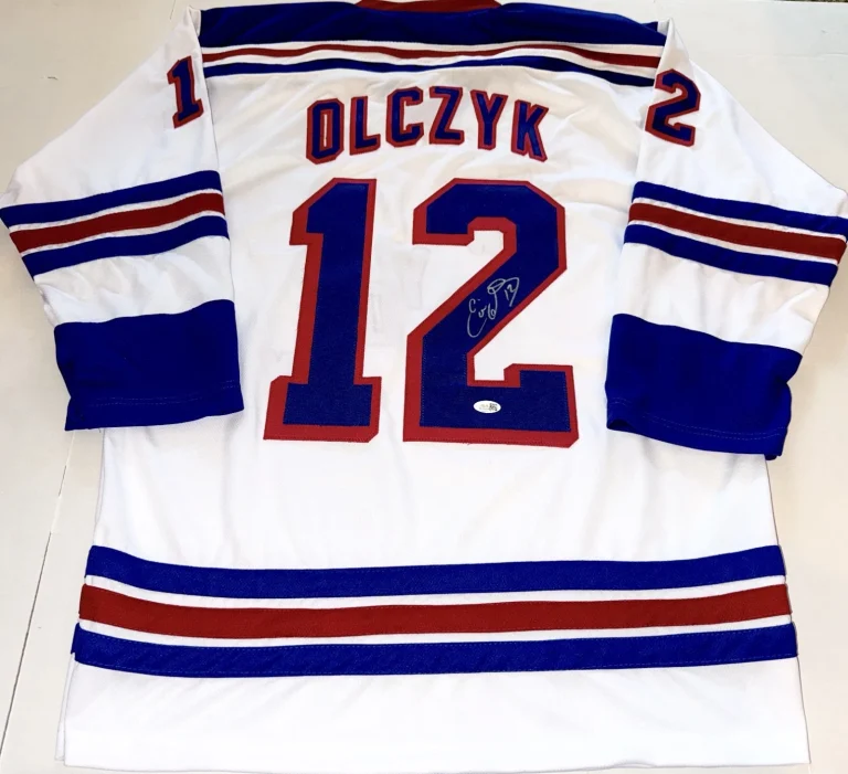 Eddie Olczyk New York Rangers signed Custom jersey autographed JSA Witnessed